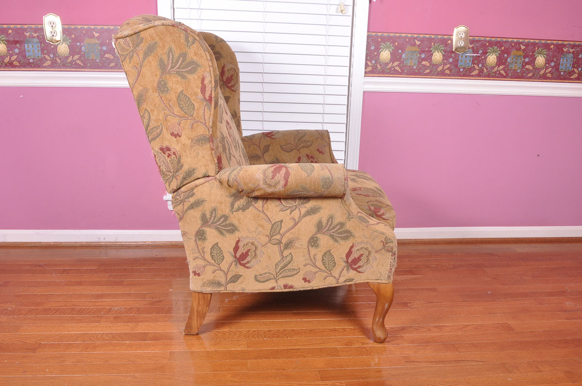 Upholstered Queen Anne Wingback Recliner