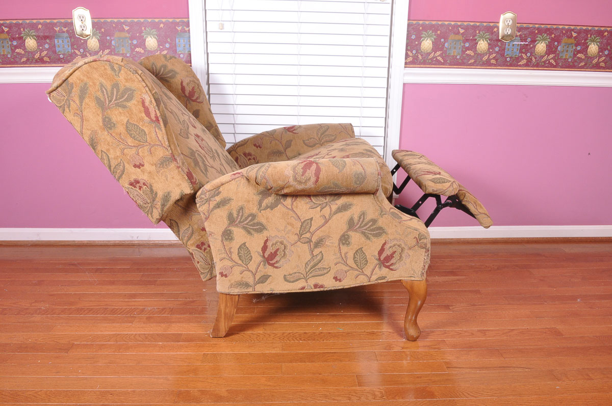 Upholstered Queen Anne Wingback Recliner