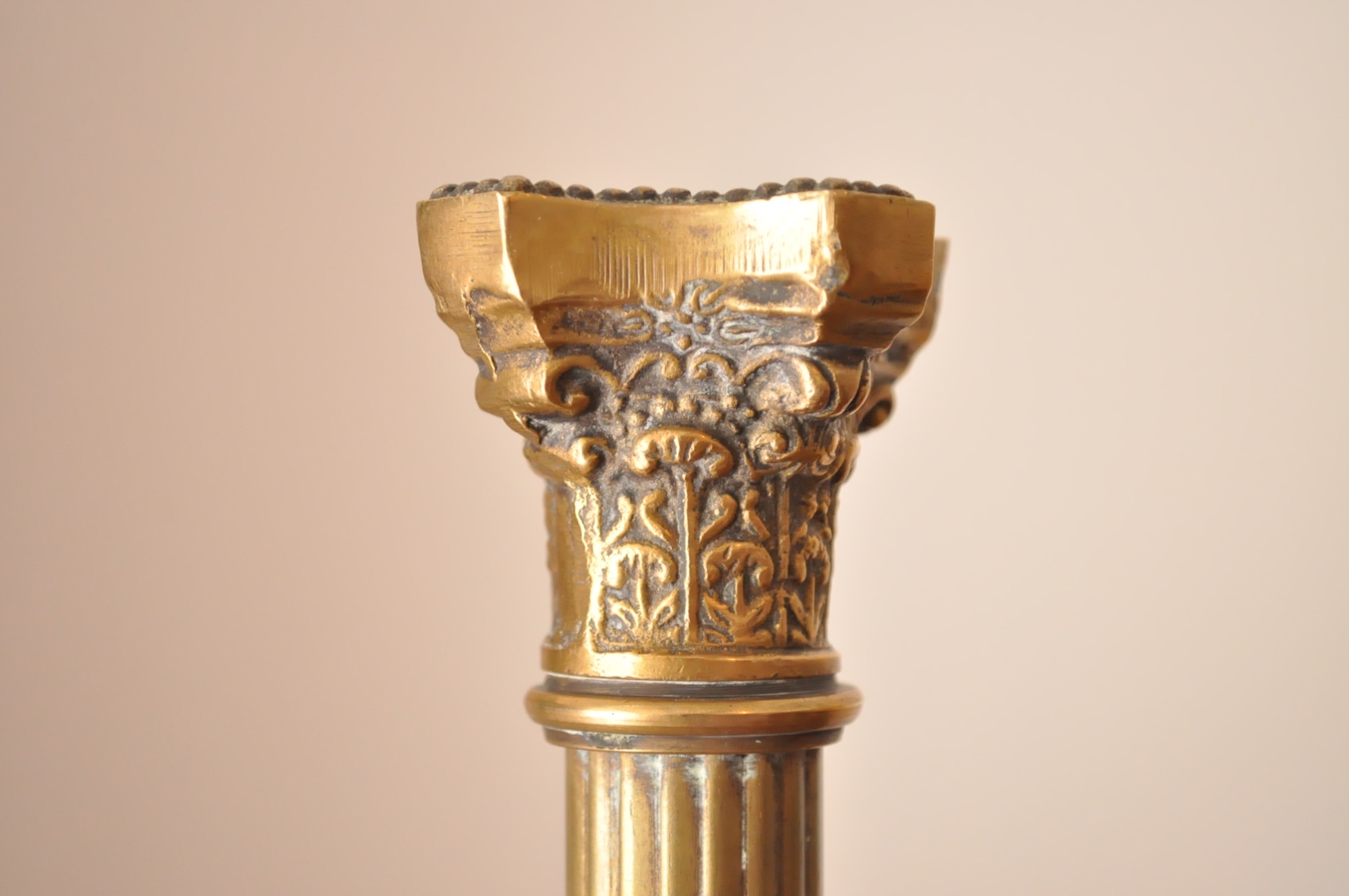 Brass Easel and Candlesticks