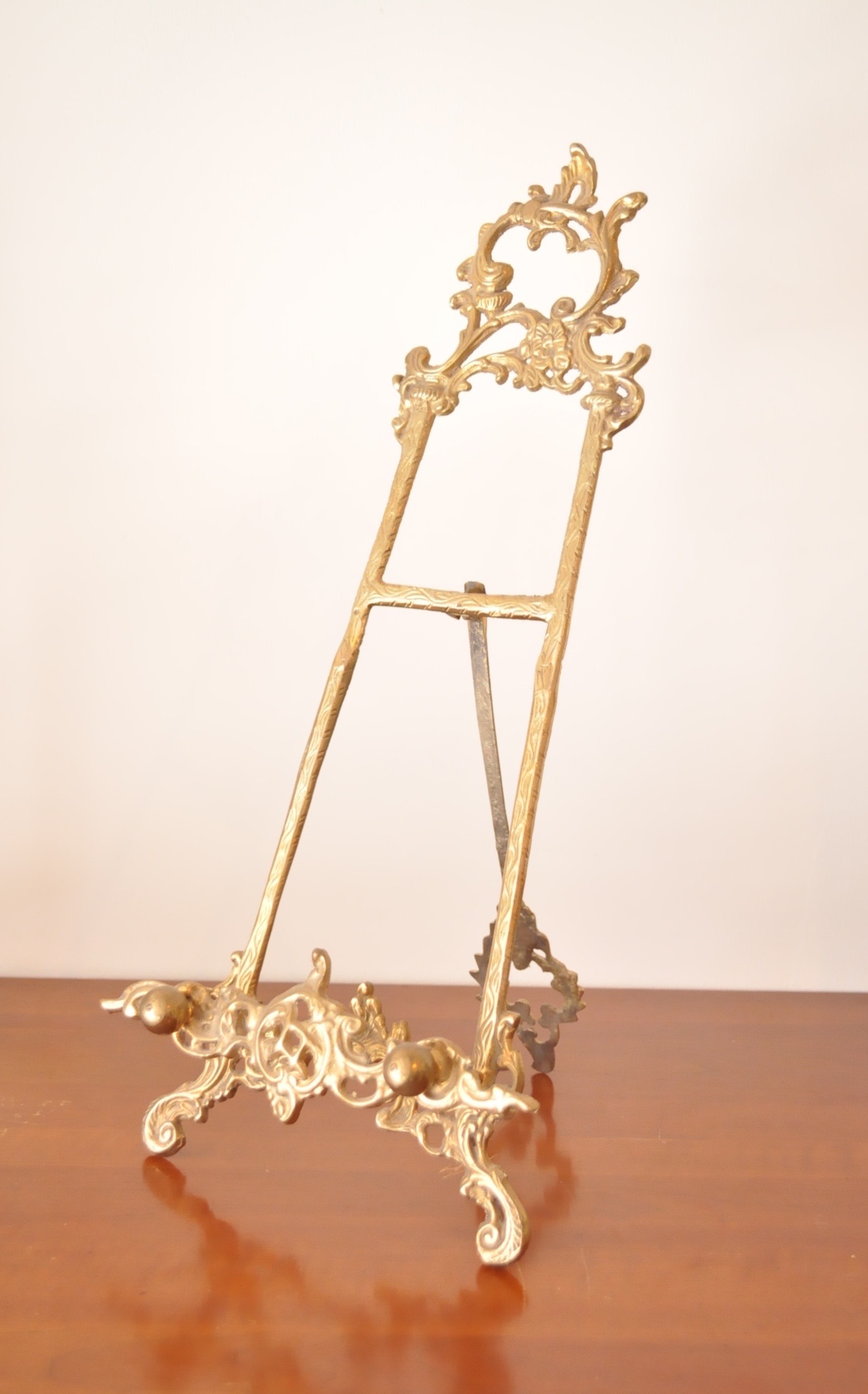 Brass Easel and Candlesticks