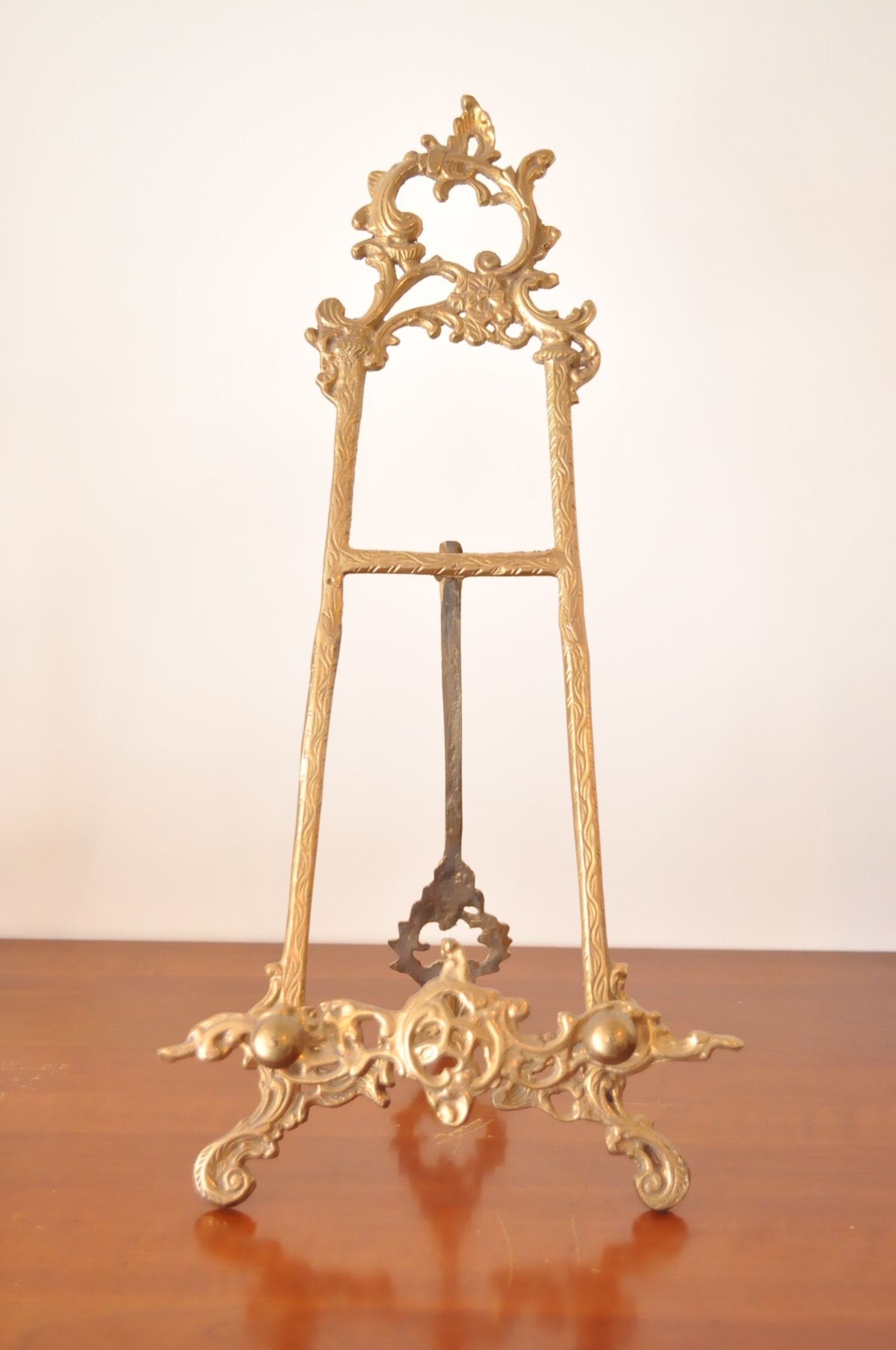 Brass Easel and Candlesticks
