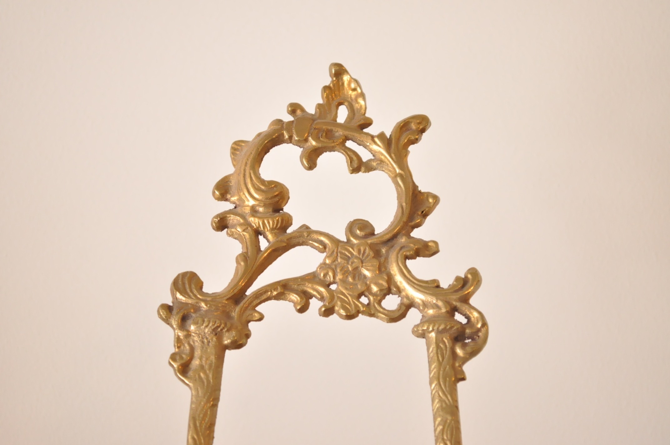 Brass Easel and Candlesticks