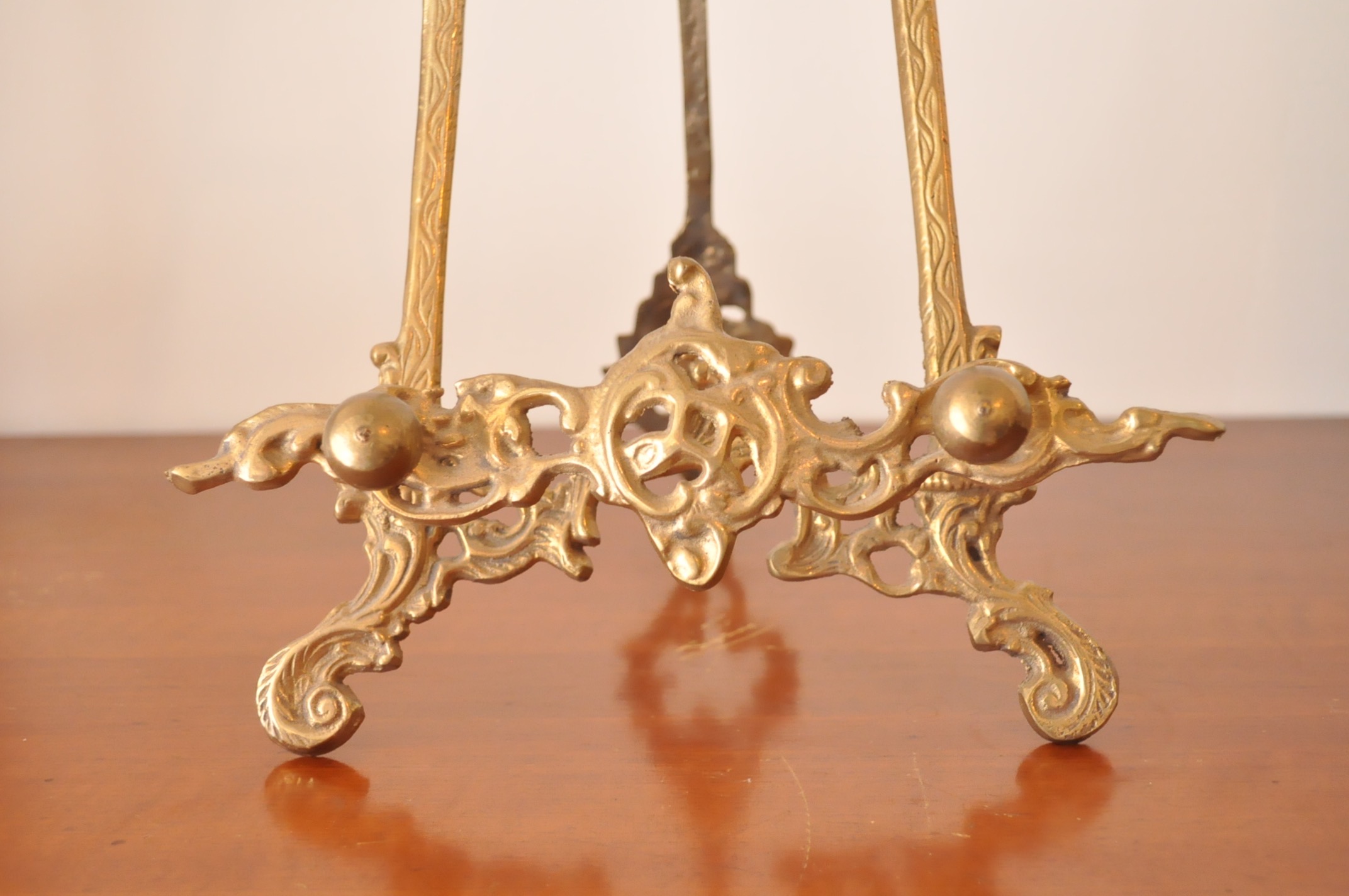 Brass Easel and Candlesticks