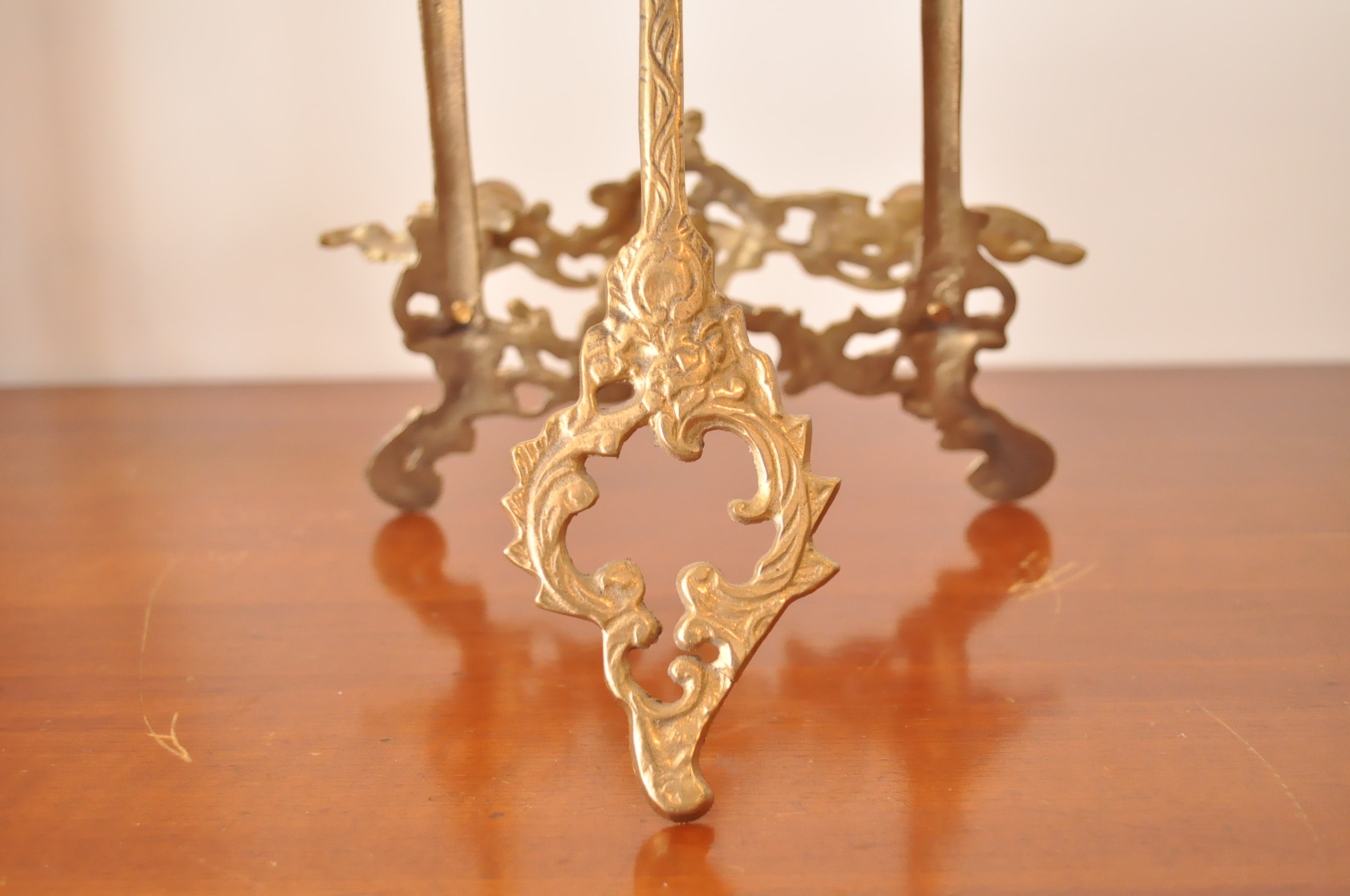 Brass Easel and Candlesticks