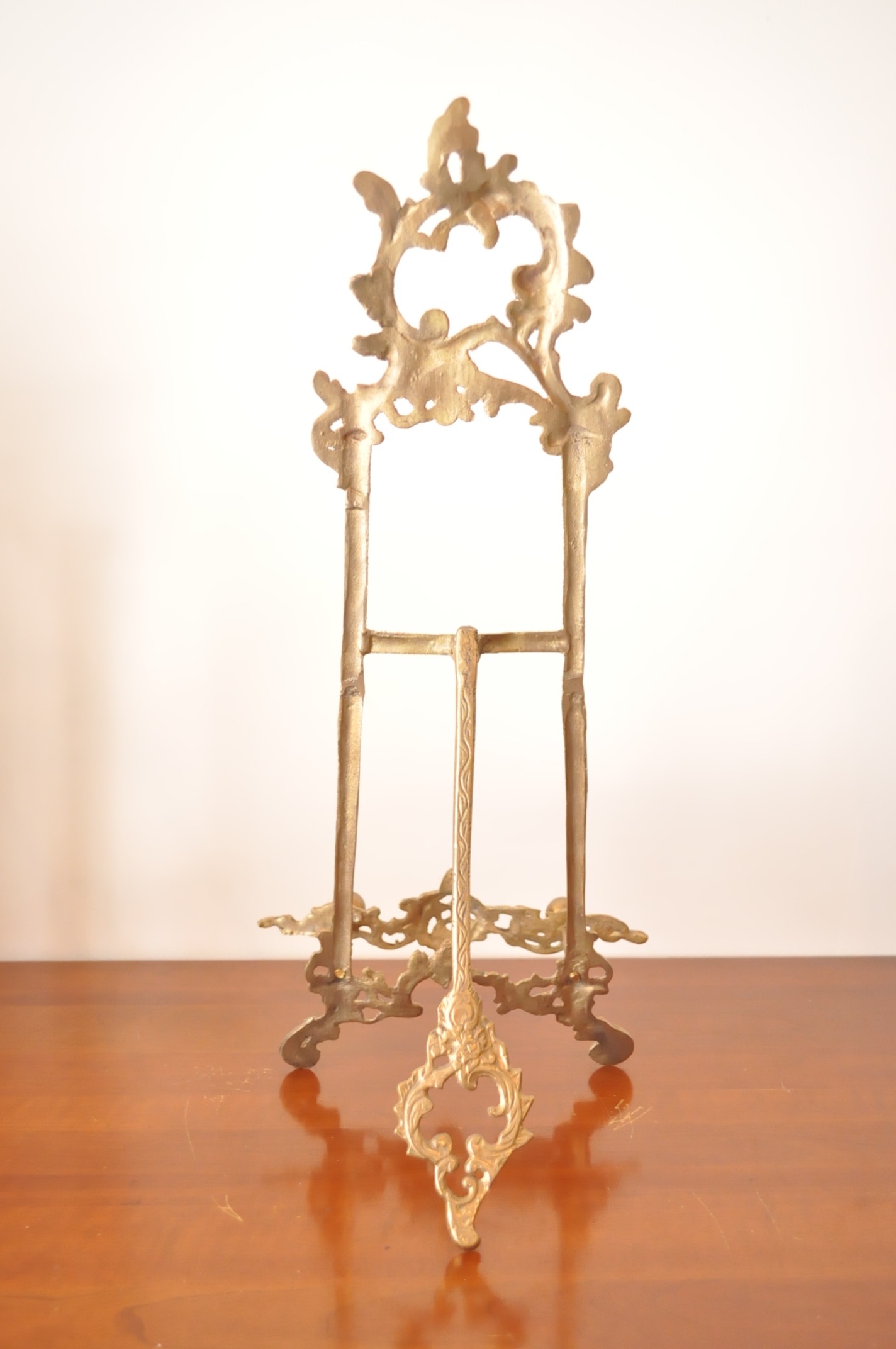 Brass Easel and Candlesticks