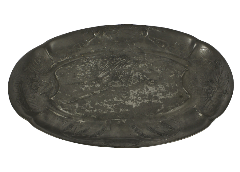 Antique Kayserzinn Pewter Pheasants Platter