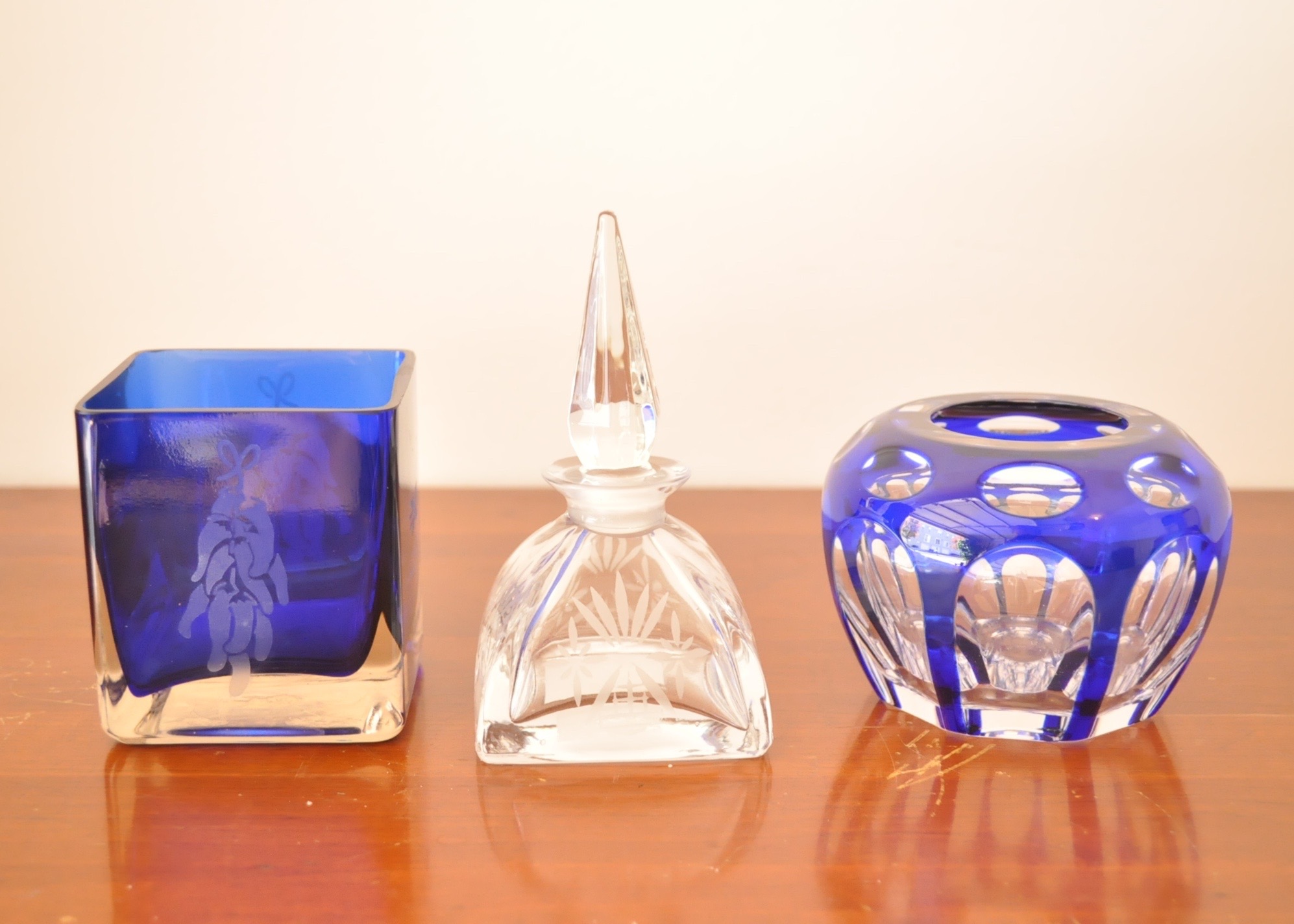 Trio of Modern and Blue Glass