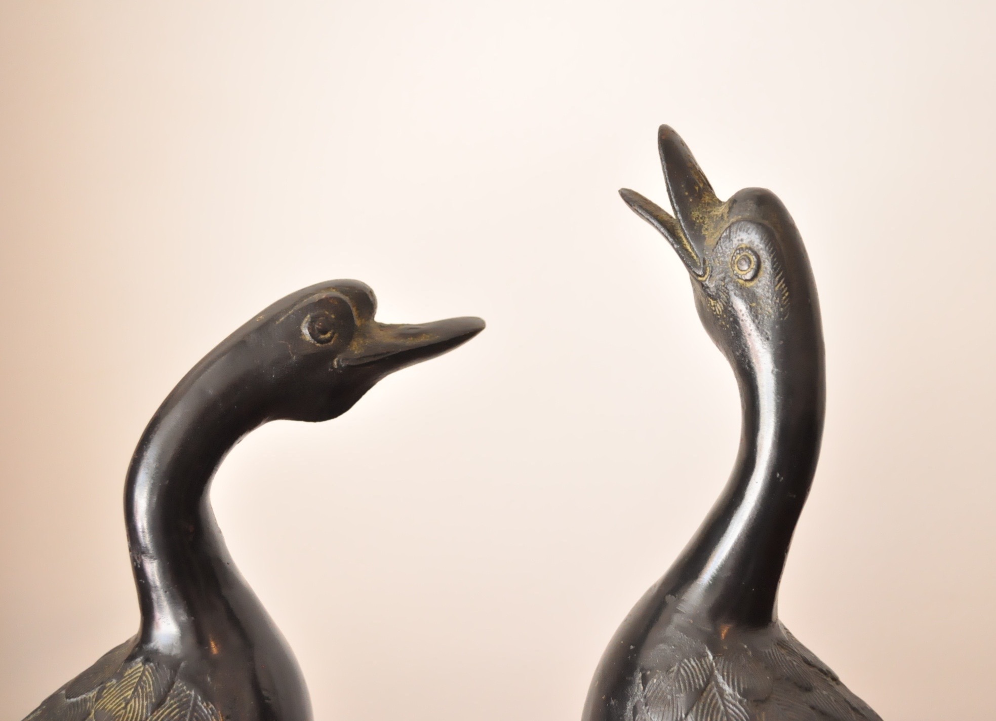 Vintage Cast Iron Verdigris Geese