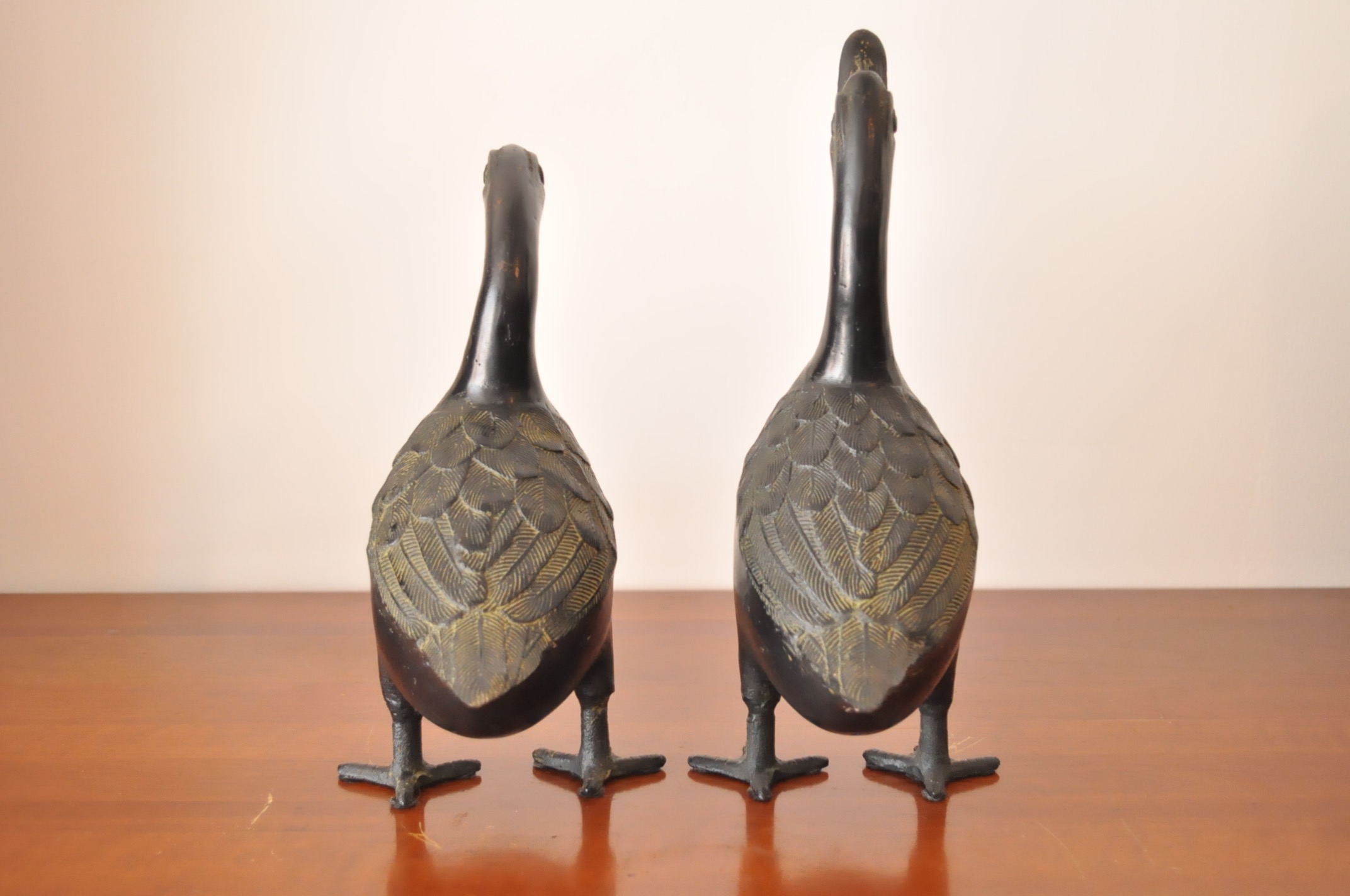 Vintage Cast Iron Verdigris Geese