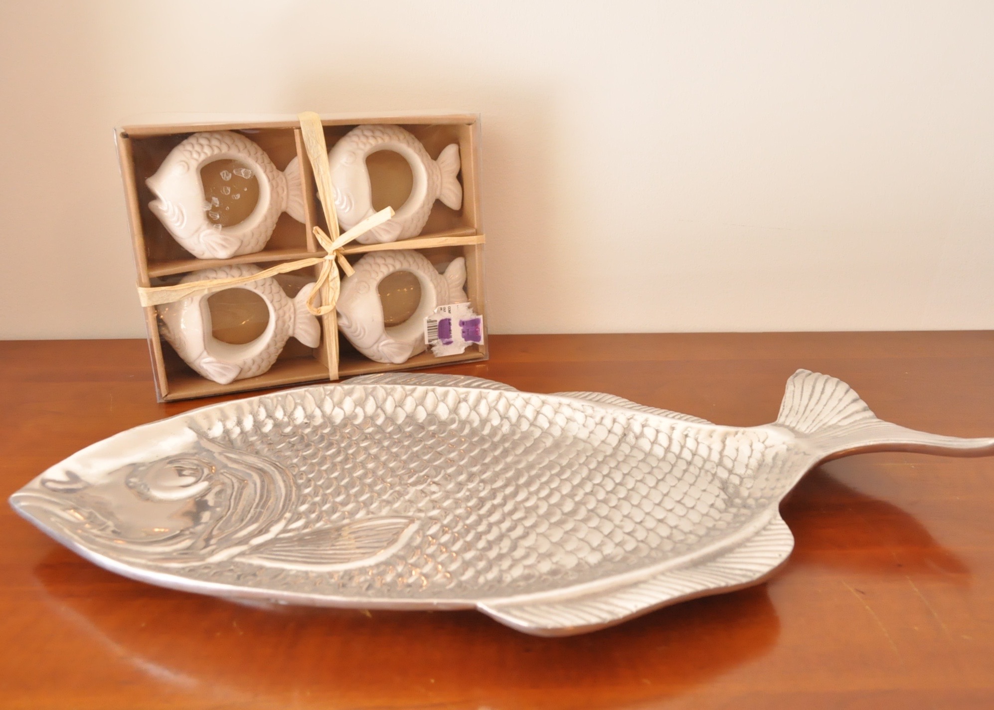 Pewter Fish and Ceramic Fish Napkin Rings