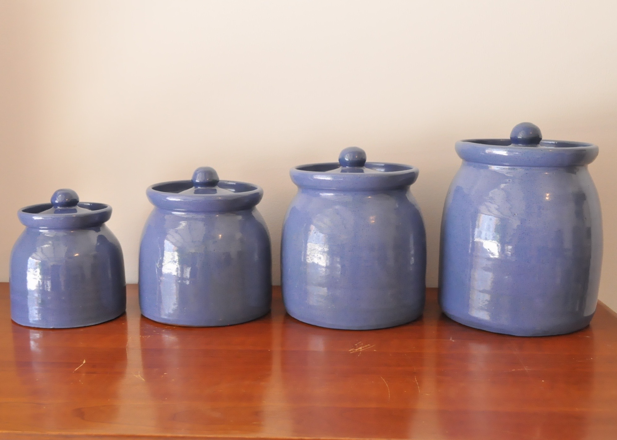 Bybee Pottery Blue Canisters