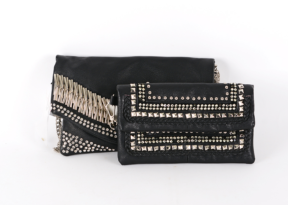 Metal Studded Leather Purse Duo