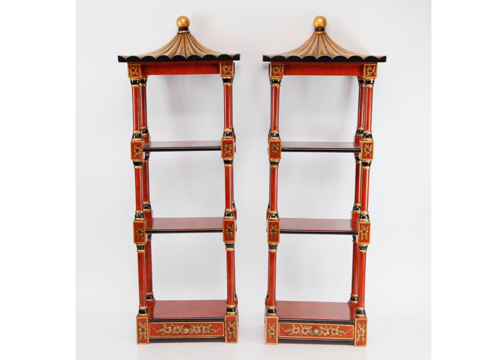 Pair of Asian Inspired Wall Shelves