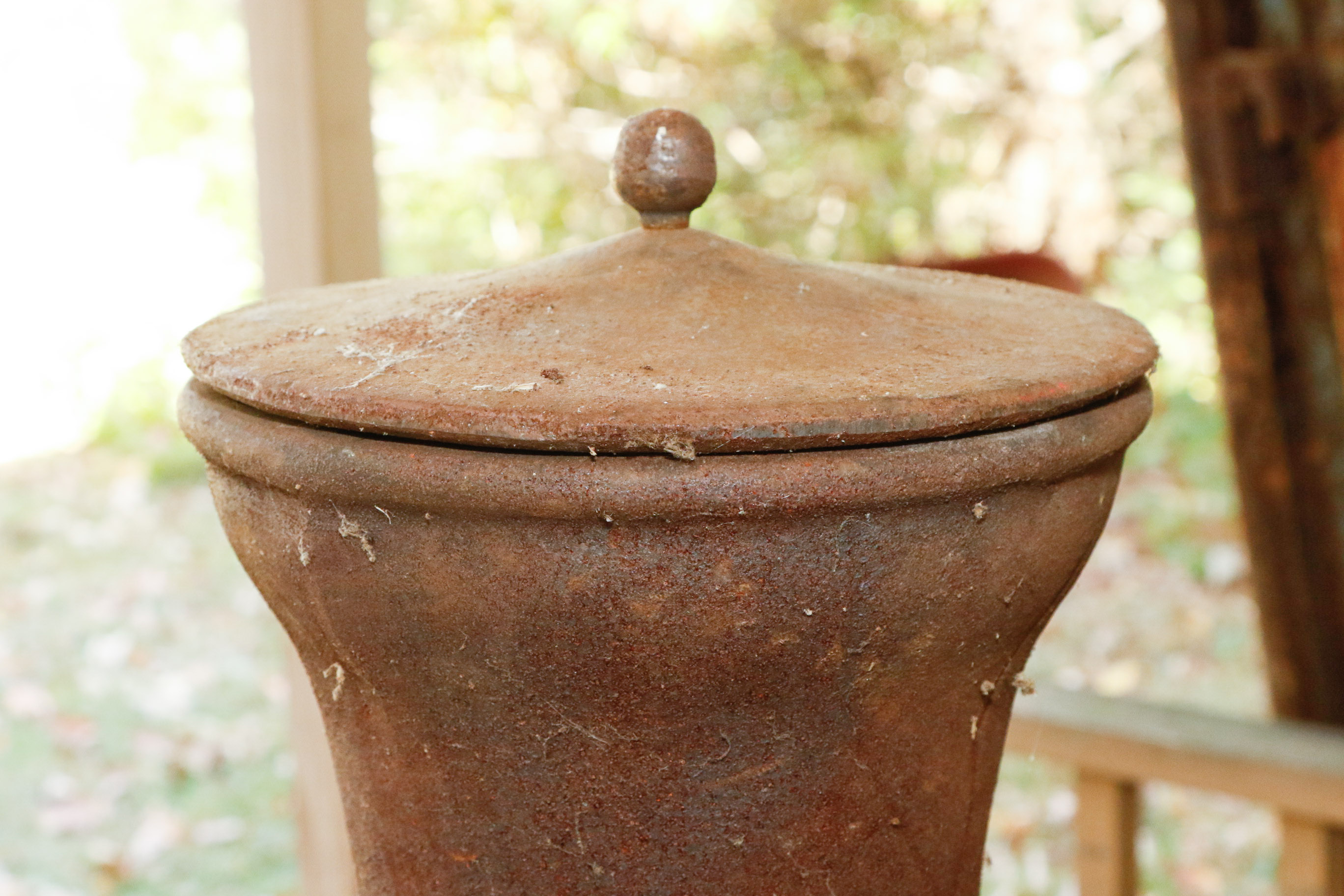 Cast Iron Chiminea On Wooden Stand with Casters
