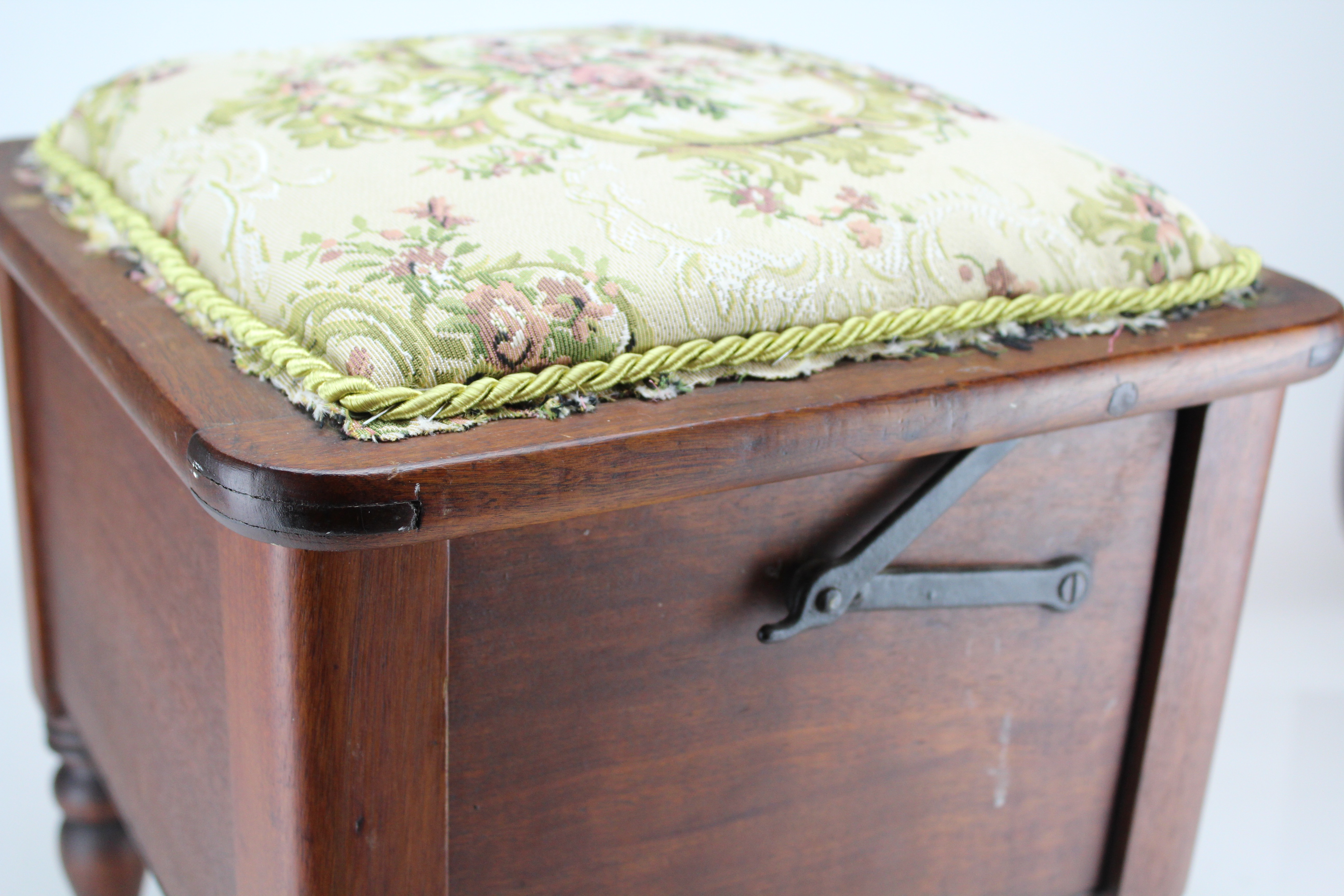 Vintage Handmade Upholstered Wooden Potty Chair