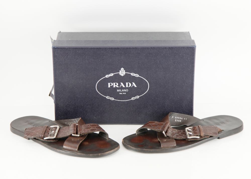 Mens Prada Crocodile and Calfskin Sandals