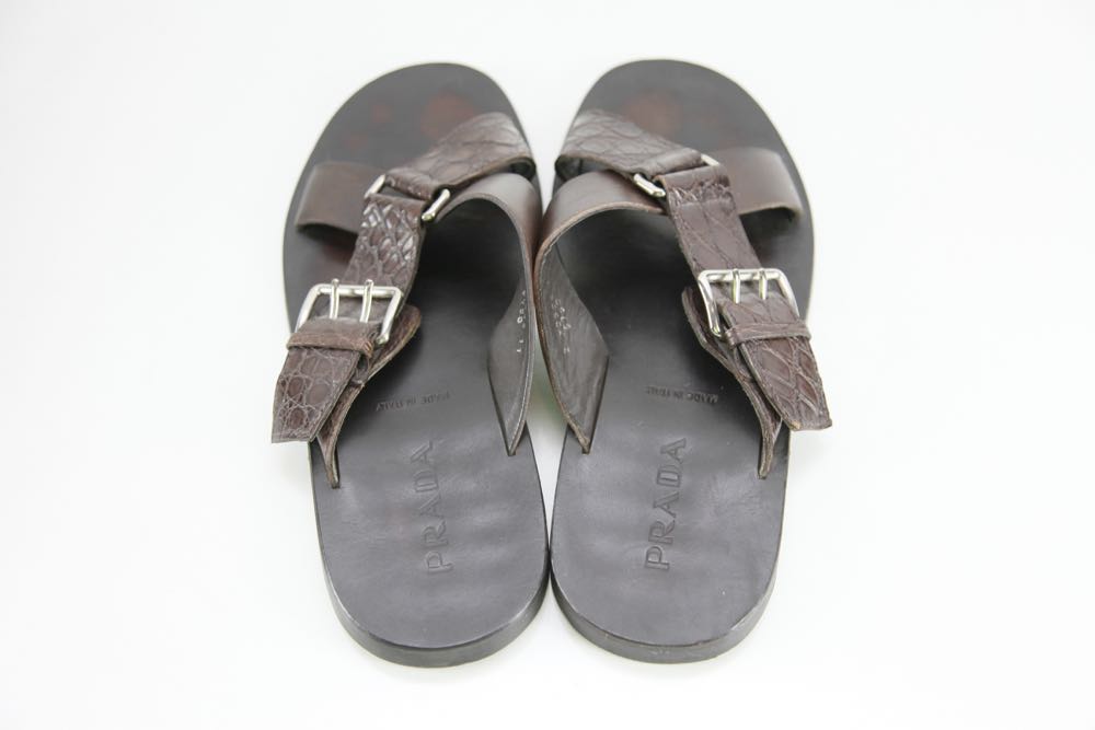 Mens Prada Crocodile and Calfskin Sandals