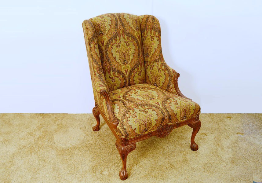 Drexel Heritage "Walter" Wingback Chair in Paisley Tapestry