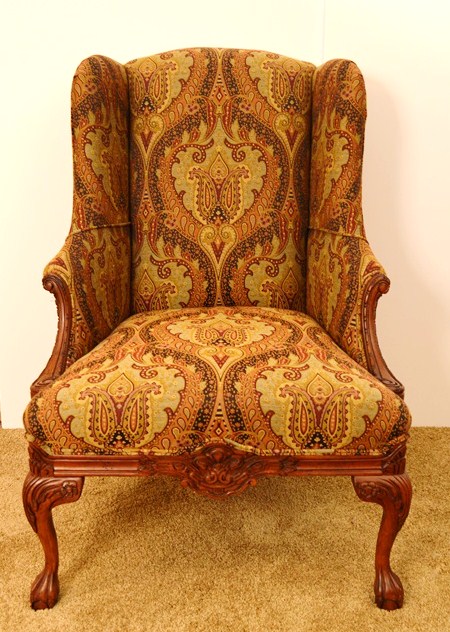 Drexel Heritage "Walter" Wingback Chair in Paisley Tapestry
