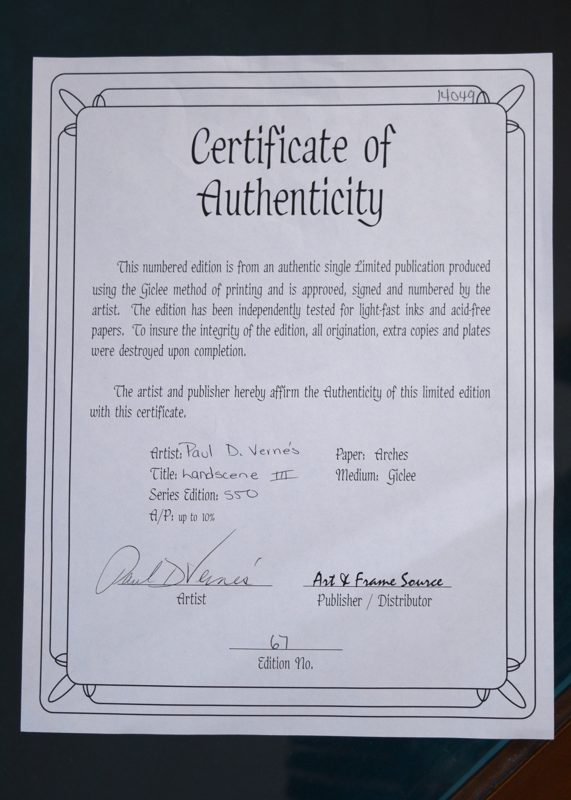 Paul D. Vernes Signed Giclee Print