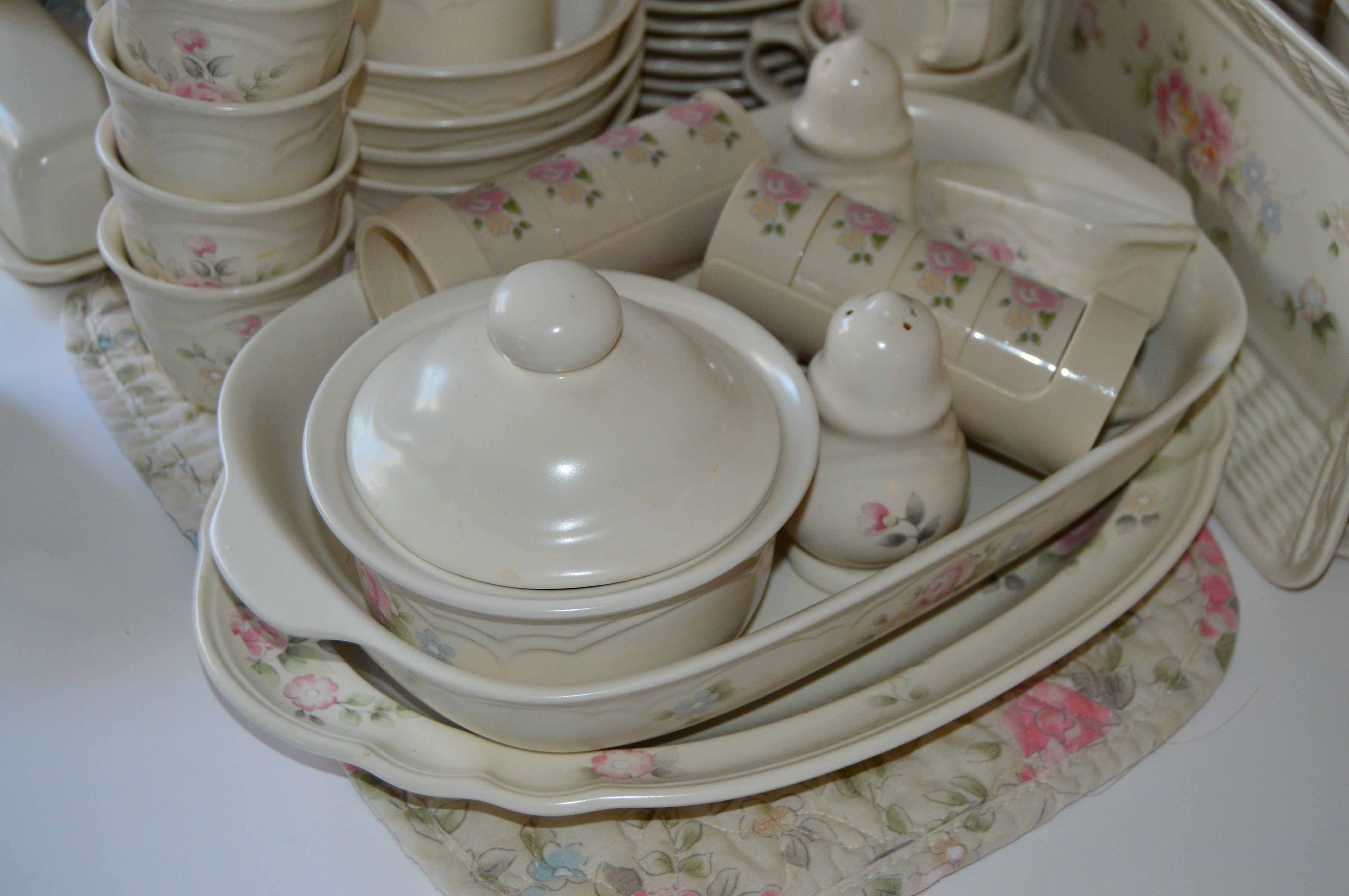 Collection of Vintage Pfaltzgraff Tea Rose Dishes