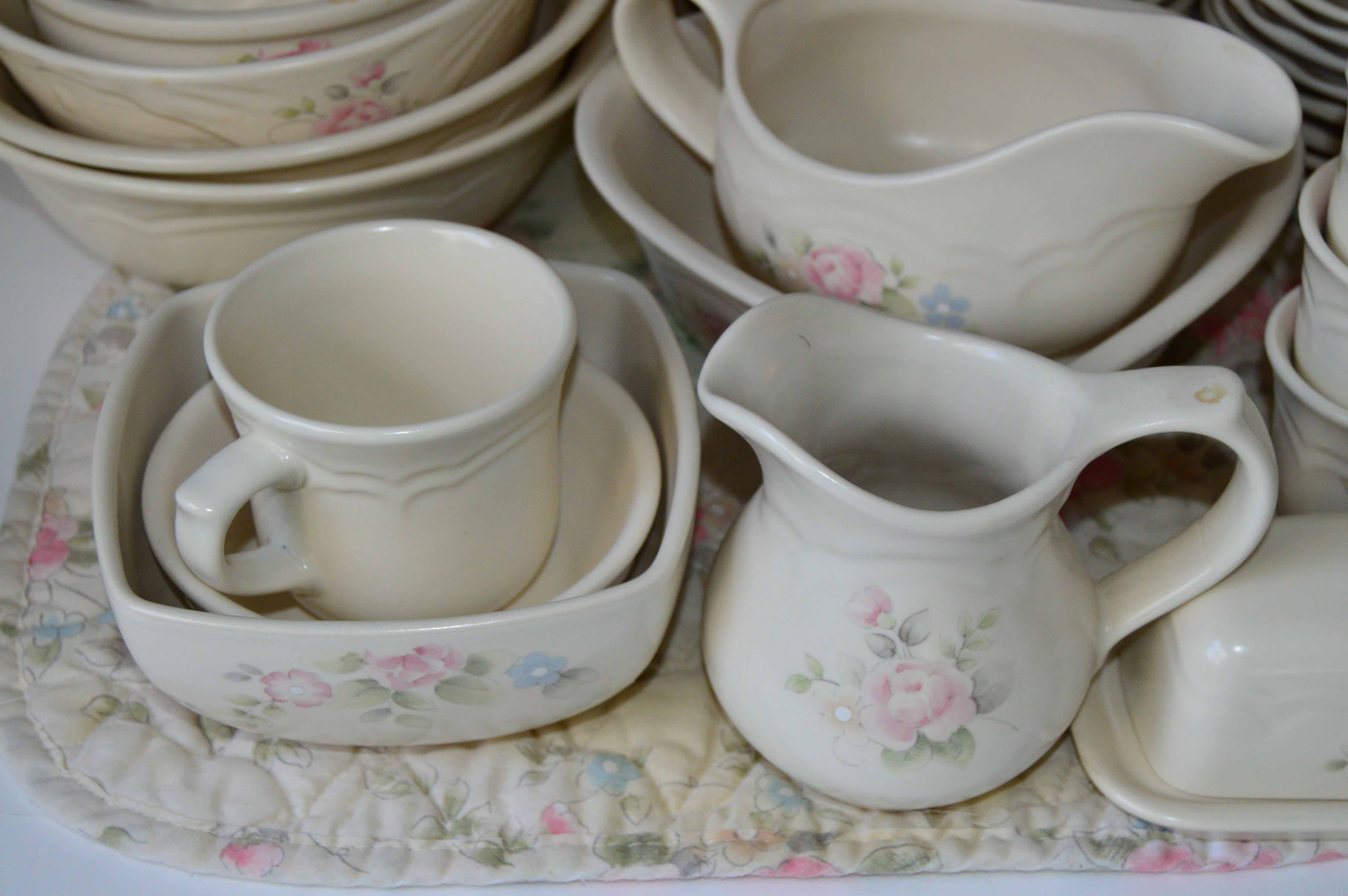 Collection of Vintage Pfaltzgraff Tea Rose Dishes