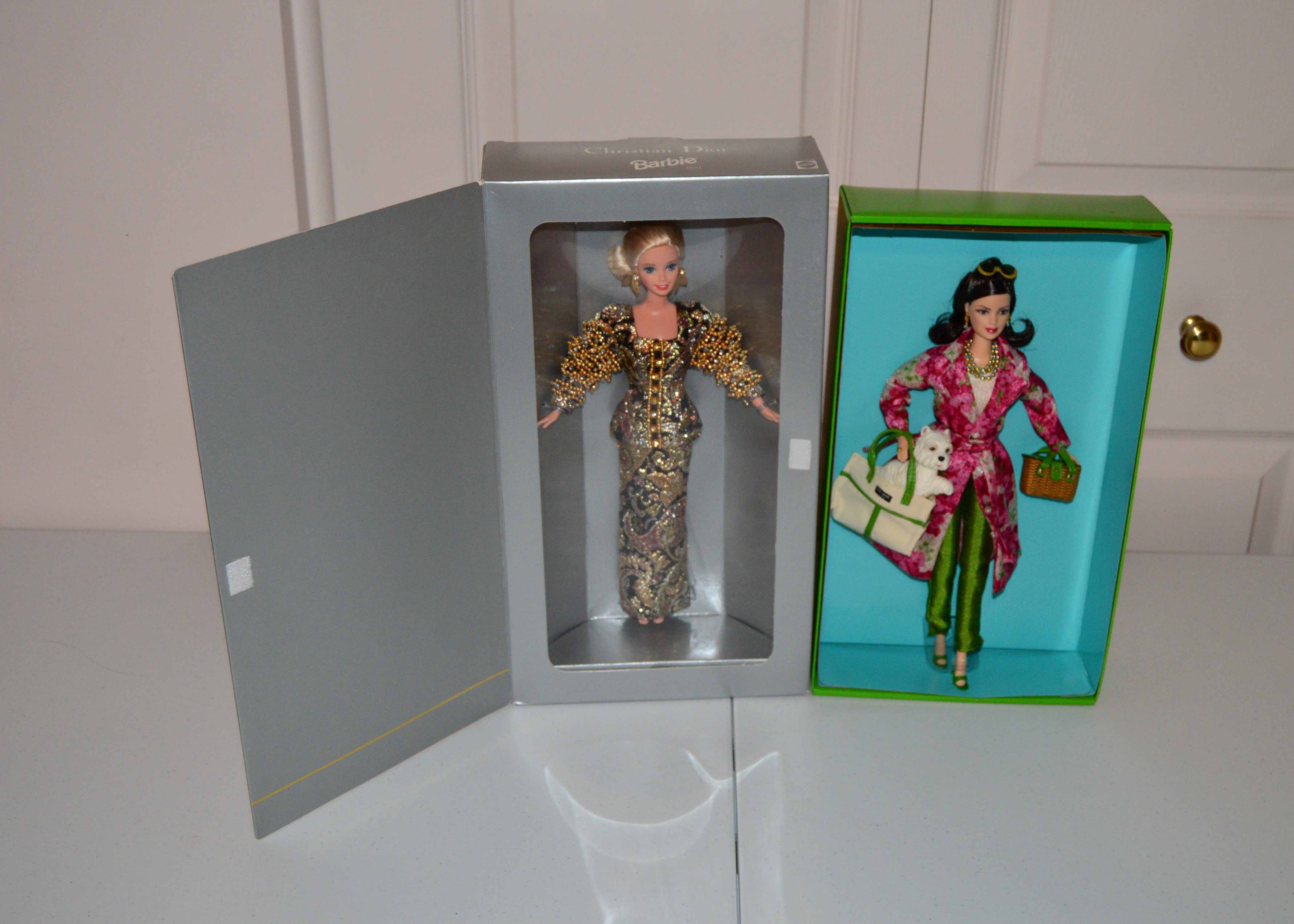 Pair of Designer Barbie Dolls by Christian Dior, Kate Spade