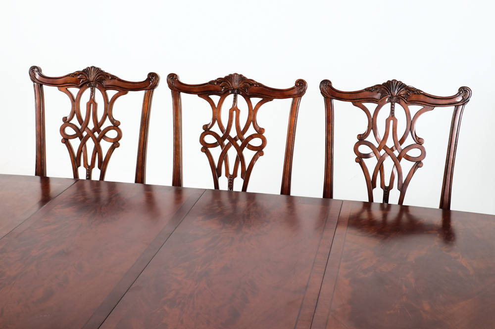 Broyhill Dining Table and Eight Chippendale Style Chairs
