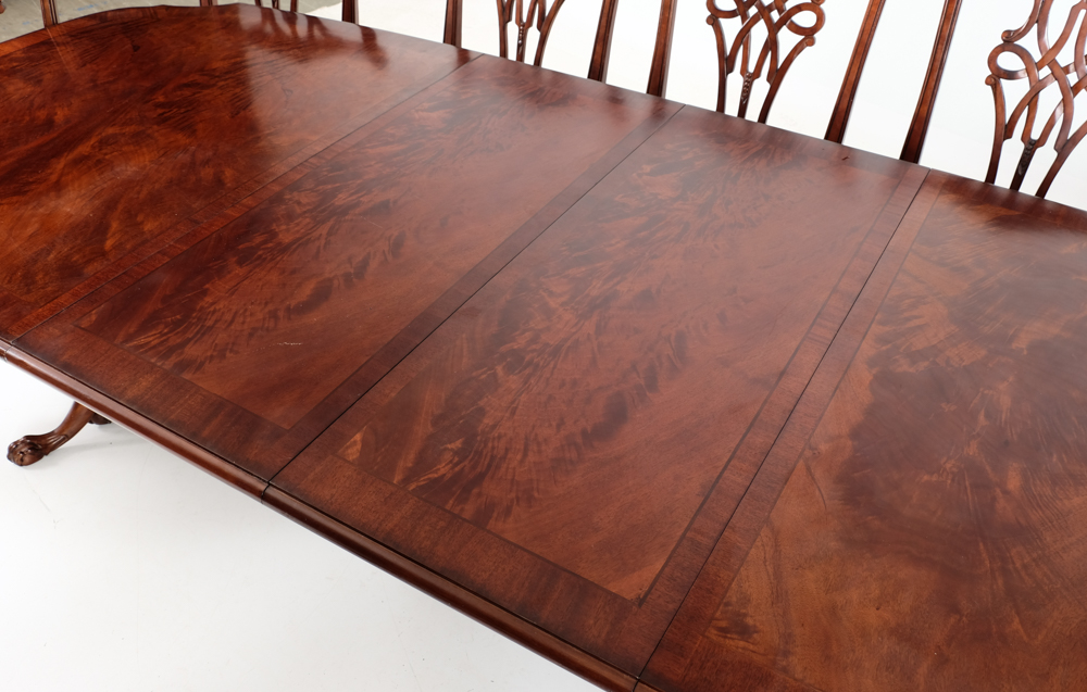 Broyhill Dining Table and Eight Chippendale Style Chairs