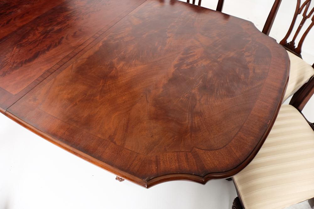 Broyhill Dining Table and Eight Chippendale Style Chairs