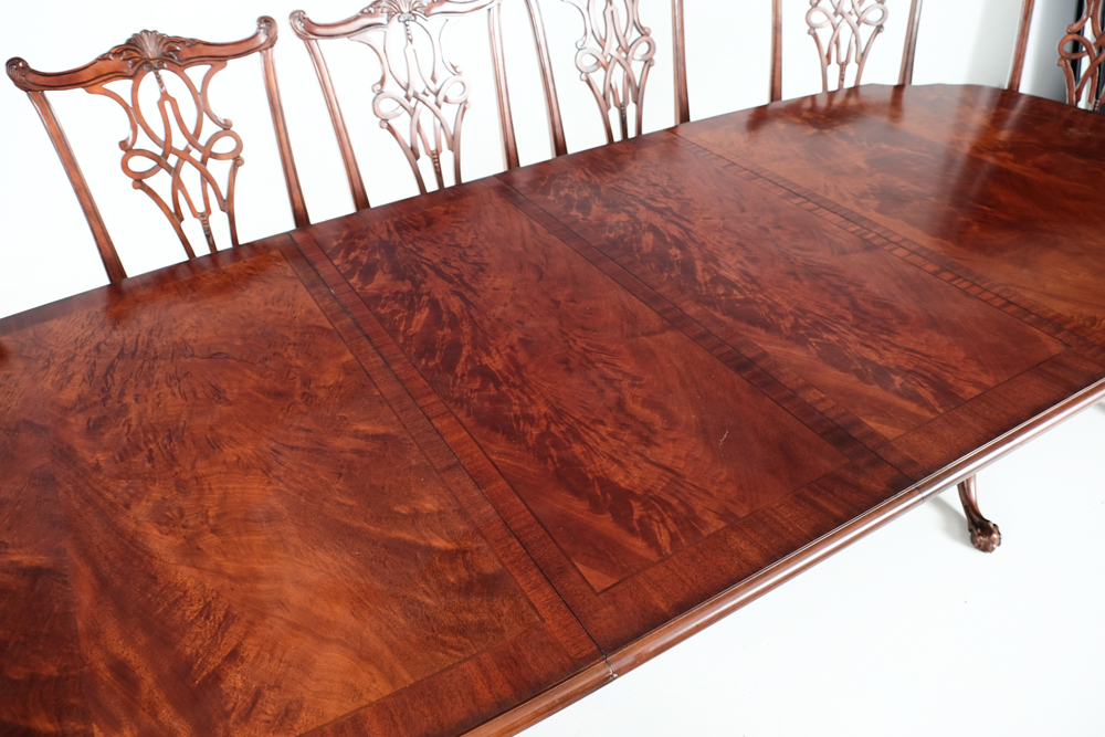 Broyhill Dining Table and Eight Chippendale Style Chairs