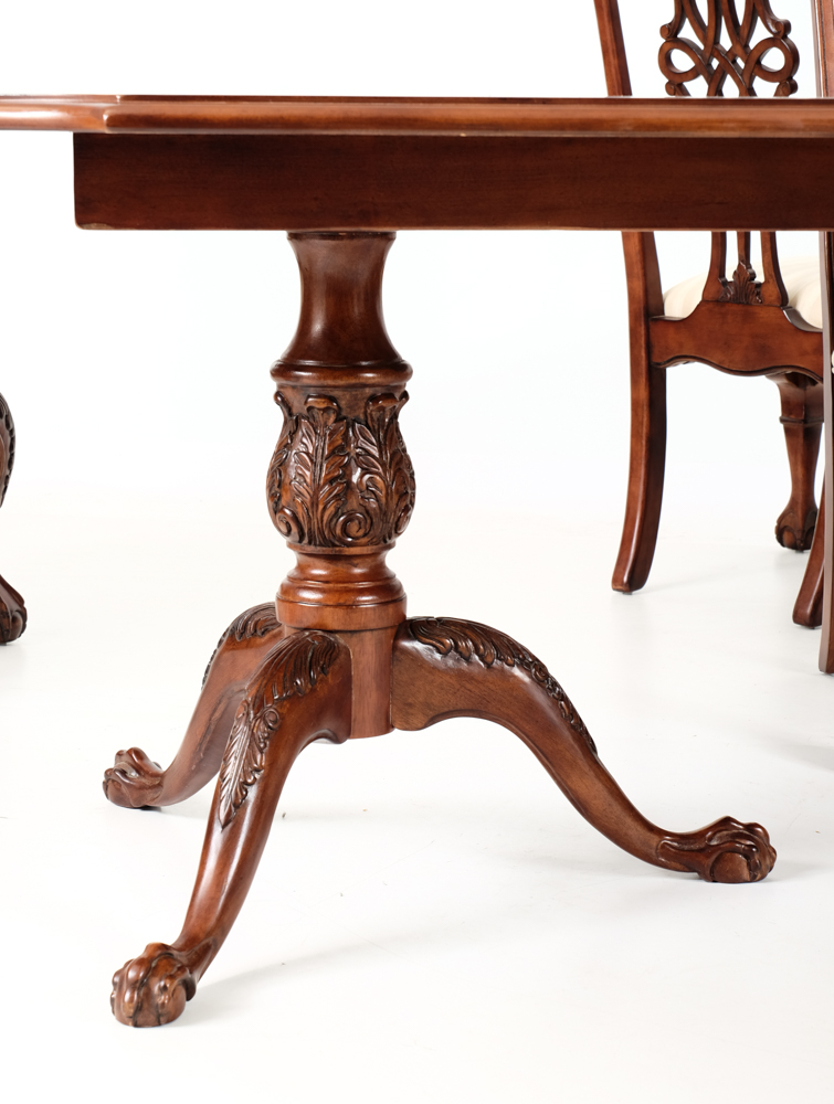 Broyhill Dining Table and Eight Chippendale Style Chairs