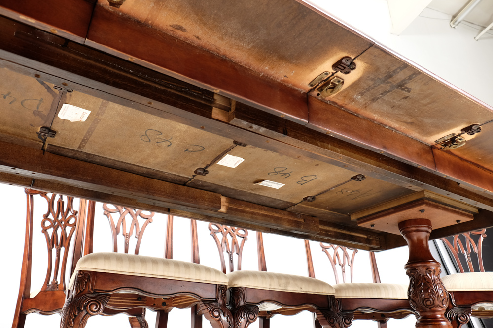 Broyhill Dining Table and Eight Chippendale Style Chairs