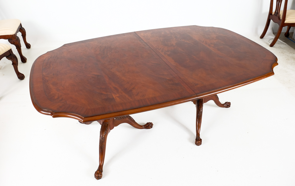 Broyhill Dining Table and Eight Chippendale Style Chairs