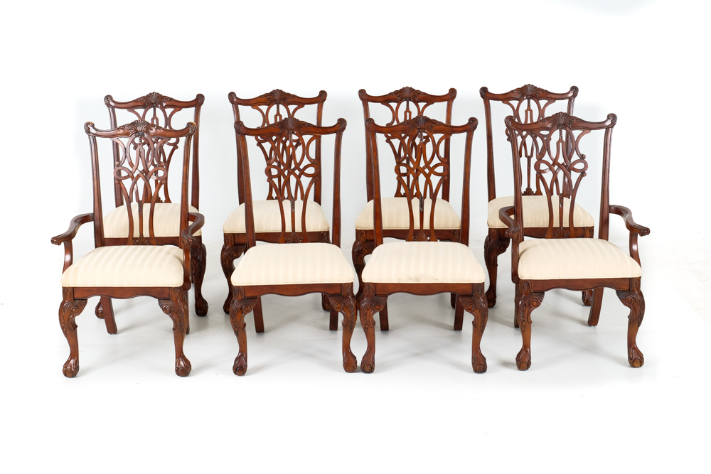 Broyhill Dining Table and Eight Chippendale Style Chairs