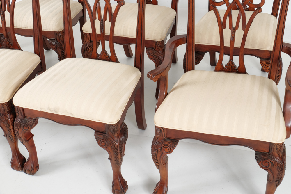 Broyhill Dining Table and Eight Chippendale Style Chairs