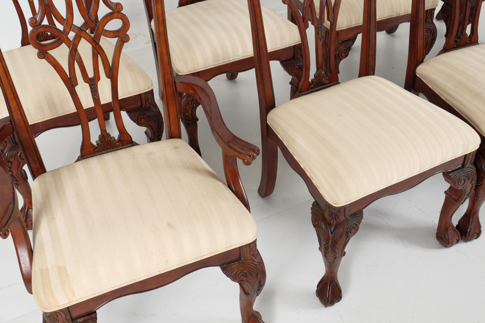 Broyhill Dining Table and Eight Chippendale Style Chairs