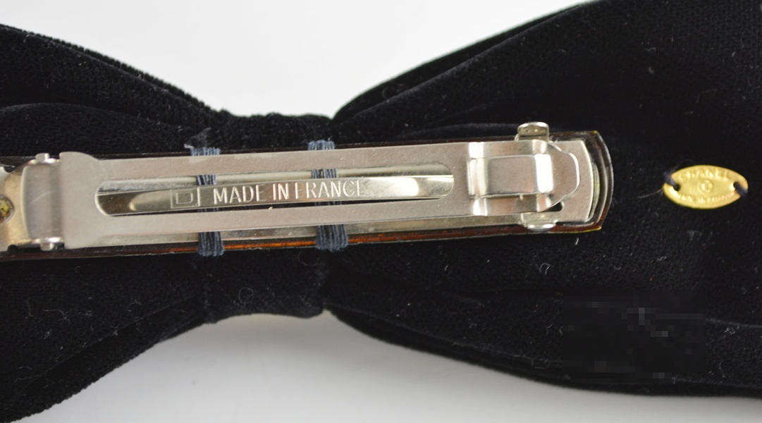 Chanel Black Velvet Bow Hair Clip