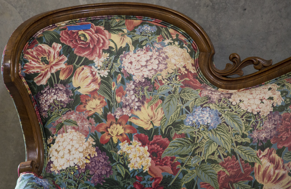 Victorian Sofa with Floral Upholstery