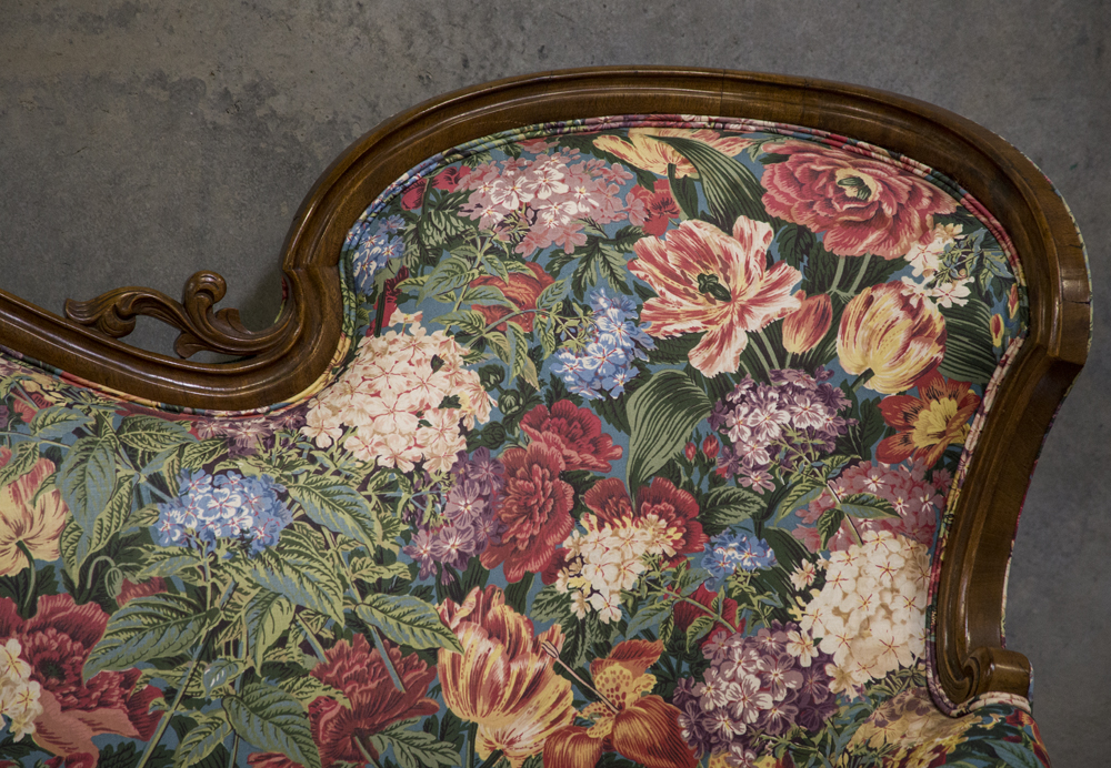 Victorian Sofa with Floral Upholstery