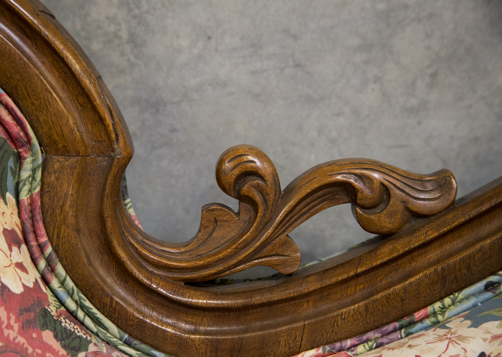 Victorian Sofa with Floral Upholstery