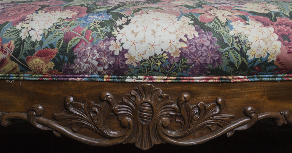 Victorian Sofa with Floral Upholstery