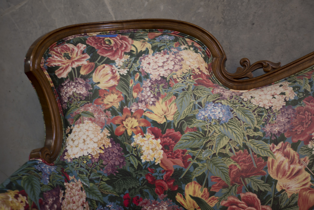 Victorian Sofa with Floral Upholstery