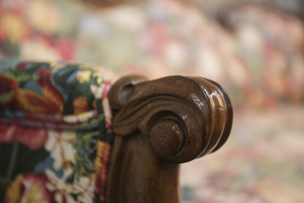 Victorian Sofa with Floral Upholstery