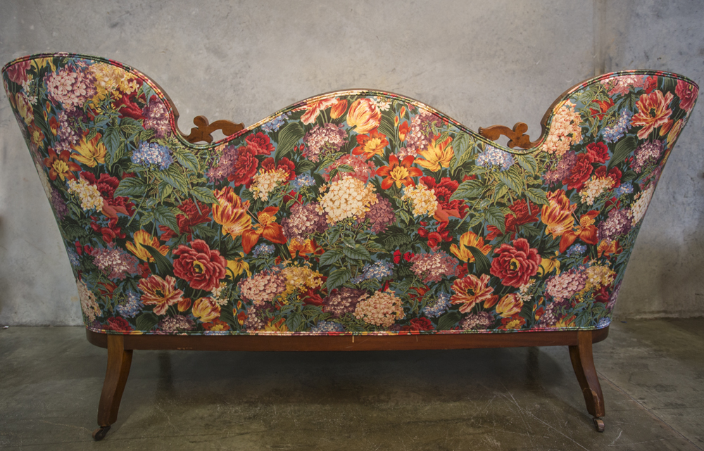 Victorian Sofa with Floral Upholstery