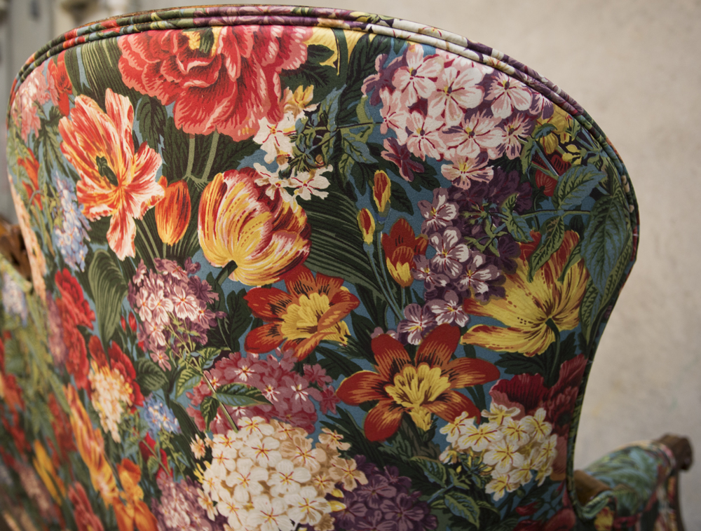 Victorian Sofa with Floral Upholstery