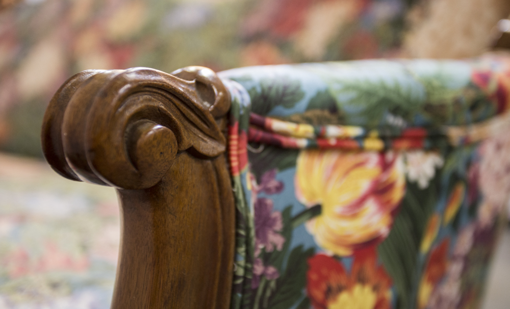 Victorian Sofa with Floral Upholstery