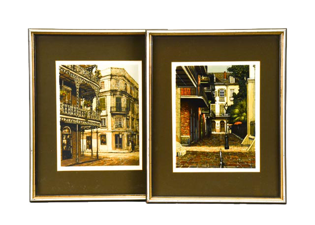 Pair of Paul De la Fille Lithographs of New Orleans