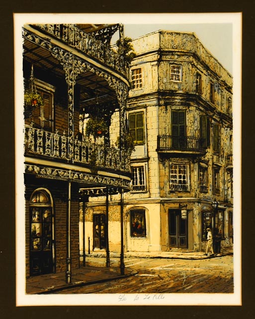 Pair of Paul De la Fille Lithographs of New Orleans
