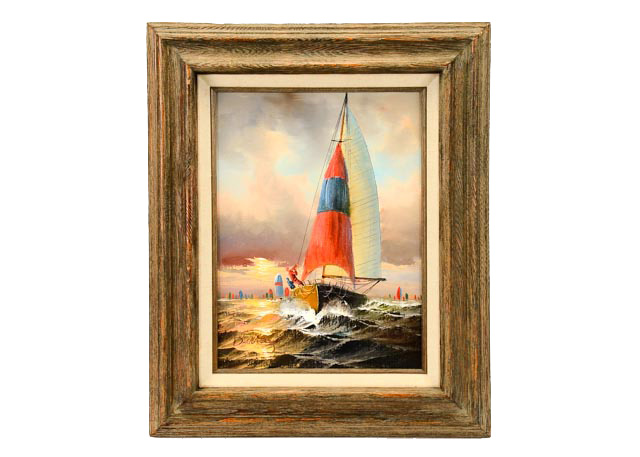 Nautical Oil Painting of Sailboats